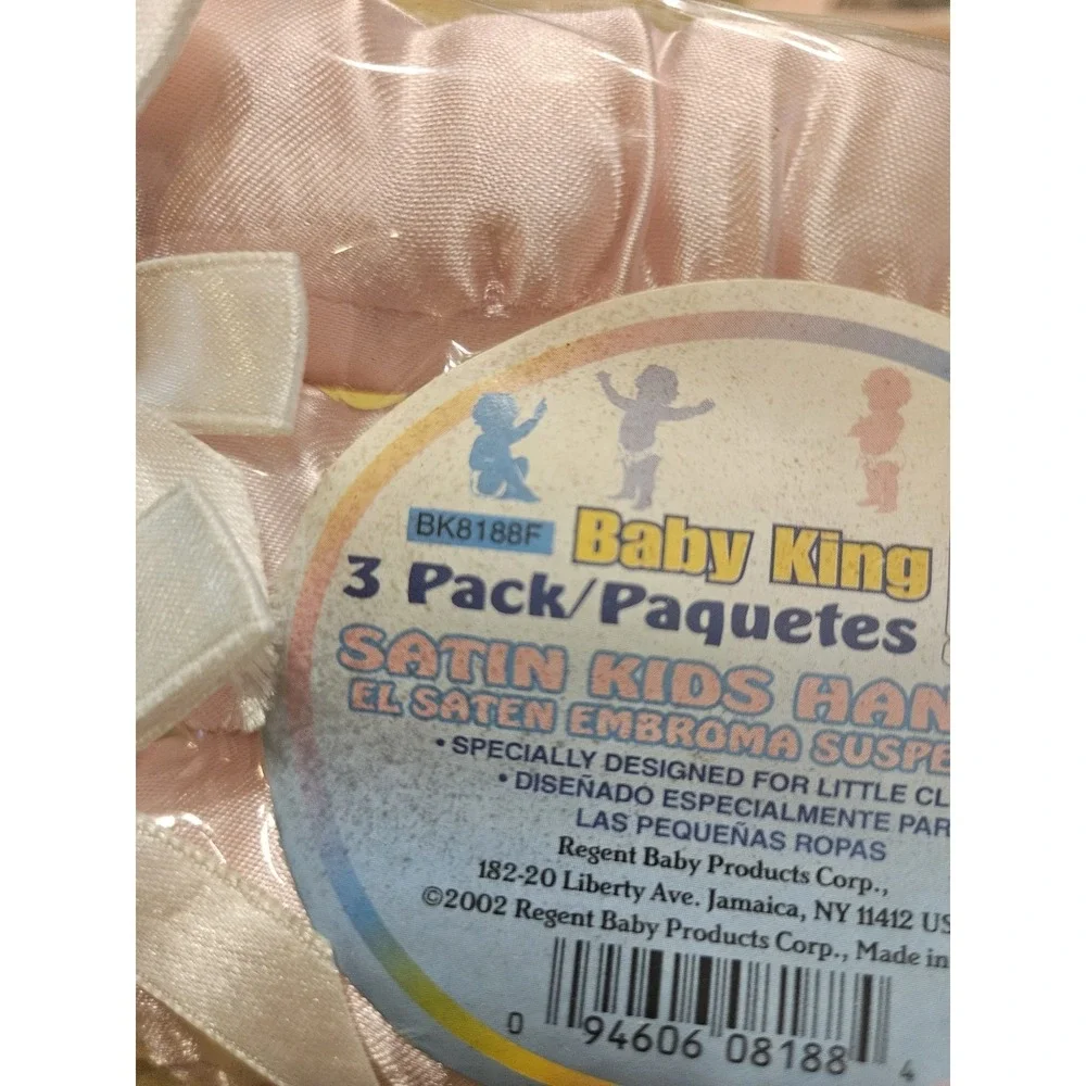 3 Pack Pink Satin Padded Baby Hangers
